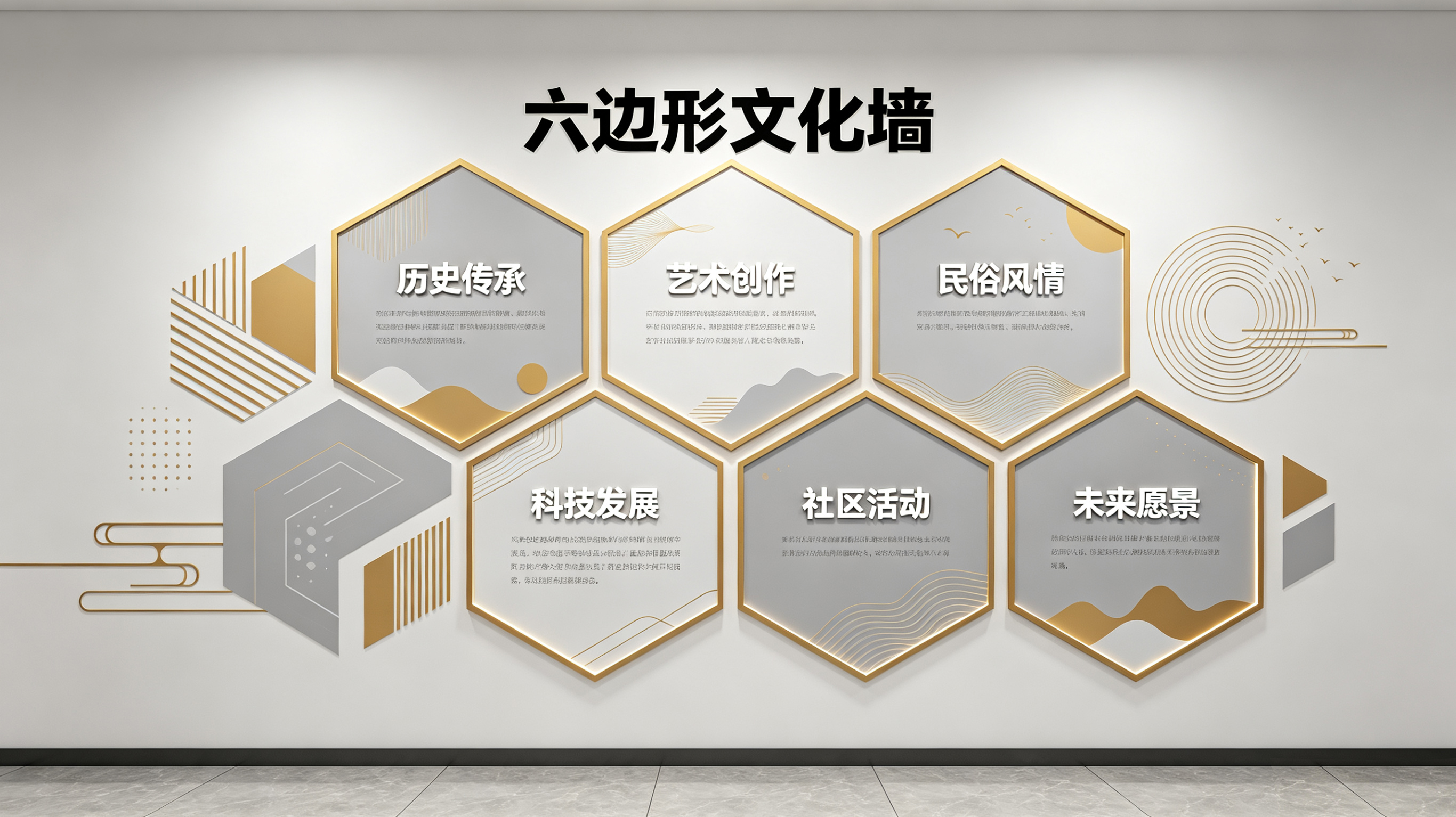得荣企业文化墙 | 六边形信息美学